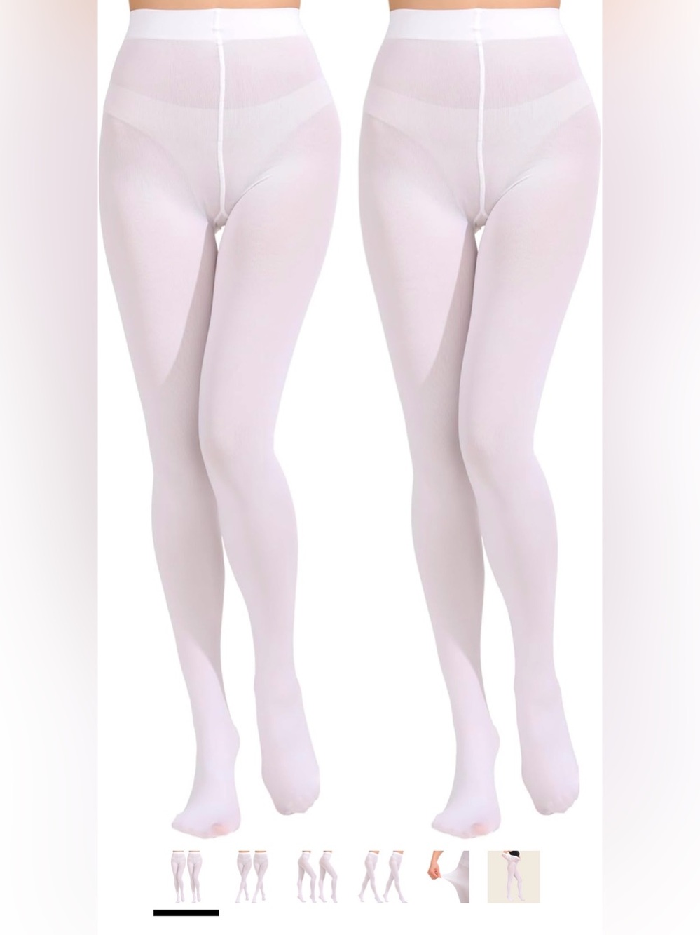 Women’s Opaque White Tights - Soft Stretch Legwear